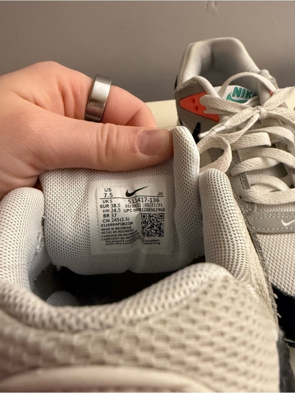 Nike White, Black & Teal Air Max Sneakers with Coral Accents - Picture 9 of 10